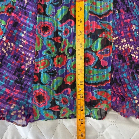 Diane Freis 2 Piece Skirt Set Womens OS Purple Floral Georgette Good Vintage - Picture 5 of 10